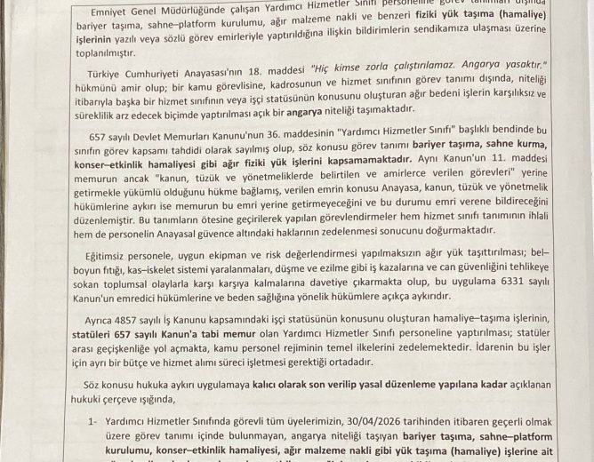 Bariyer Taşımamaya Yönelik Sendikal Eylem Kararı