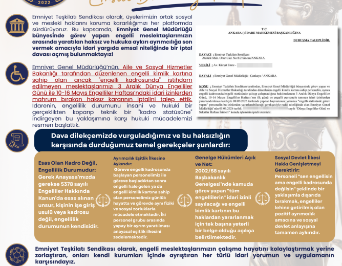 Engelli Personele Yönelik Ayrımcı Uygulamanın Sona Ermesi İçin Emsal Davamızı Açtık!